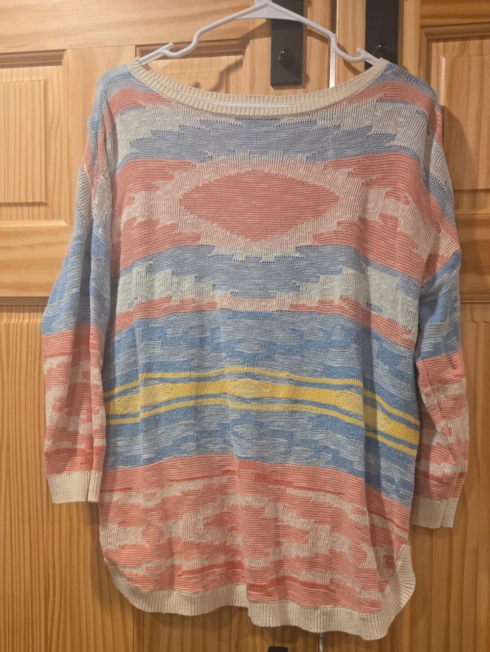 Chaps Pastel Stripe Wide-Crewneck Sweater in Blue, Pink, Yellow, Cream